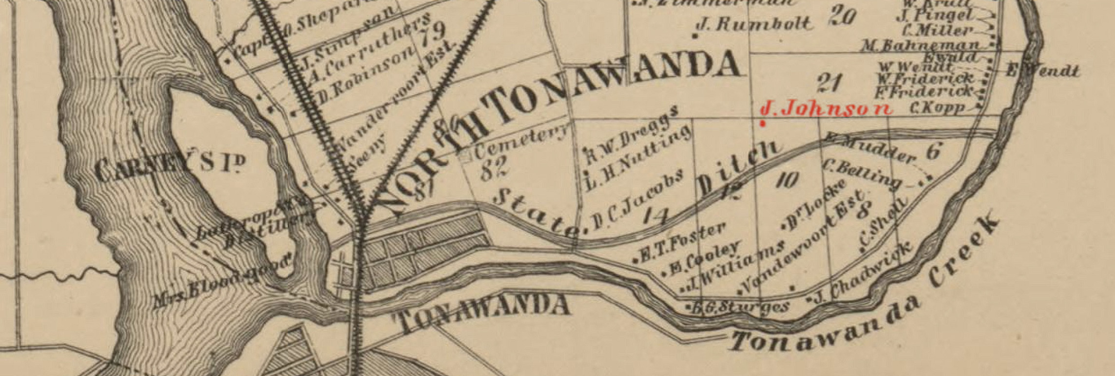 The John Johnson frame dwelling, denoted on an 1860 map